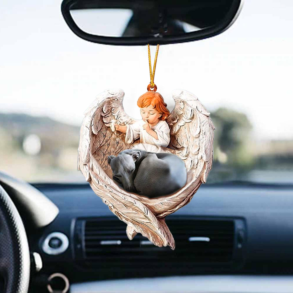 Sleeping Greyhound Protected By Angel Car Hanging Ornament OO1083