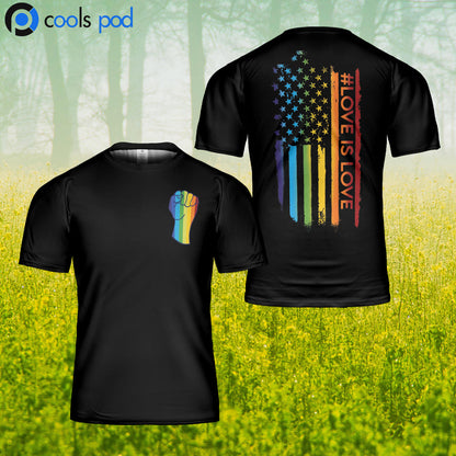 3D Pride LGBT Shirt Rainbow Love Is Love T Shirt For Gay Lesbian Gift Couple Gay Man Shirts Lasfour LO0950
