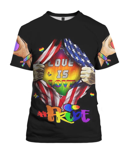 Lgbt 3D All Over Print T Shirt Love Is Love Rainbow Pride Shirts For Lesbian Gayer Pride Gifts LO0940