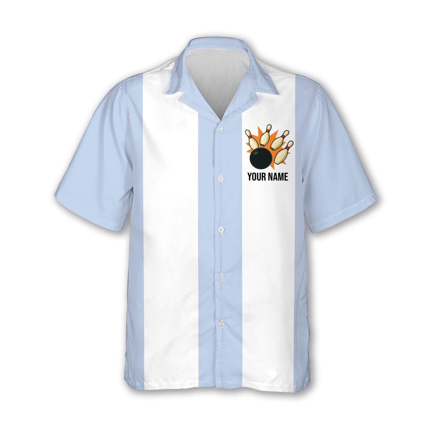 Custom Light Blue Vintage Bowling Hawaiian Shirt, Custom Logo Bowling Shirts Vintage HB0176