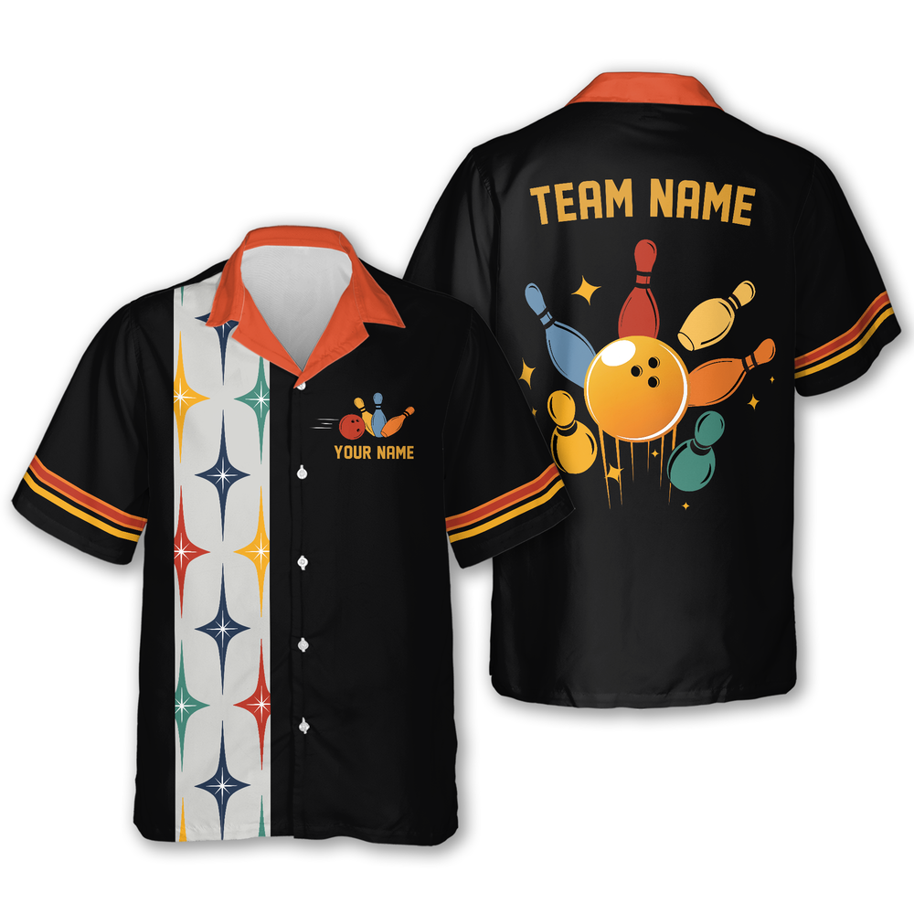 Custom Retro Hawaiian Bowling Team Shirts For Men, Custom Bowling Team Shirts HB0185