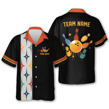 Custom Retro Hawaiian Bowling Team Shirts For Men, Custom Bowling Team Shirts HB0185