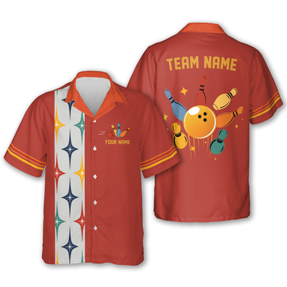 Custom Retro Hawaiian Bowling Team Shirts For Men, Custom Bowling Team Shirts HB0185