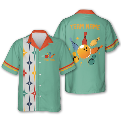 Custom Retro Hawaiian Bowling Team Shirts For Men, Custom Bowling Team Shirts HB0185