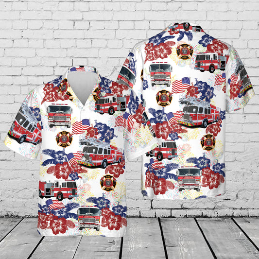 Firefighter Fire Truck, 4th Of July Hawaiian Shirt, Firefighter Hawaii Beach Search Independence Day HO3896