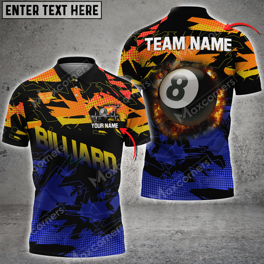 Billiards Halfway Round Of The World Personalized Name, Team Name Polo Shirt BIO0047