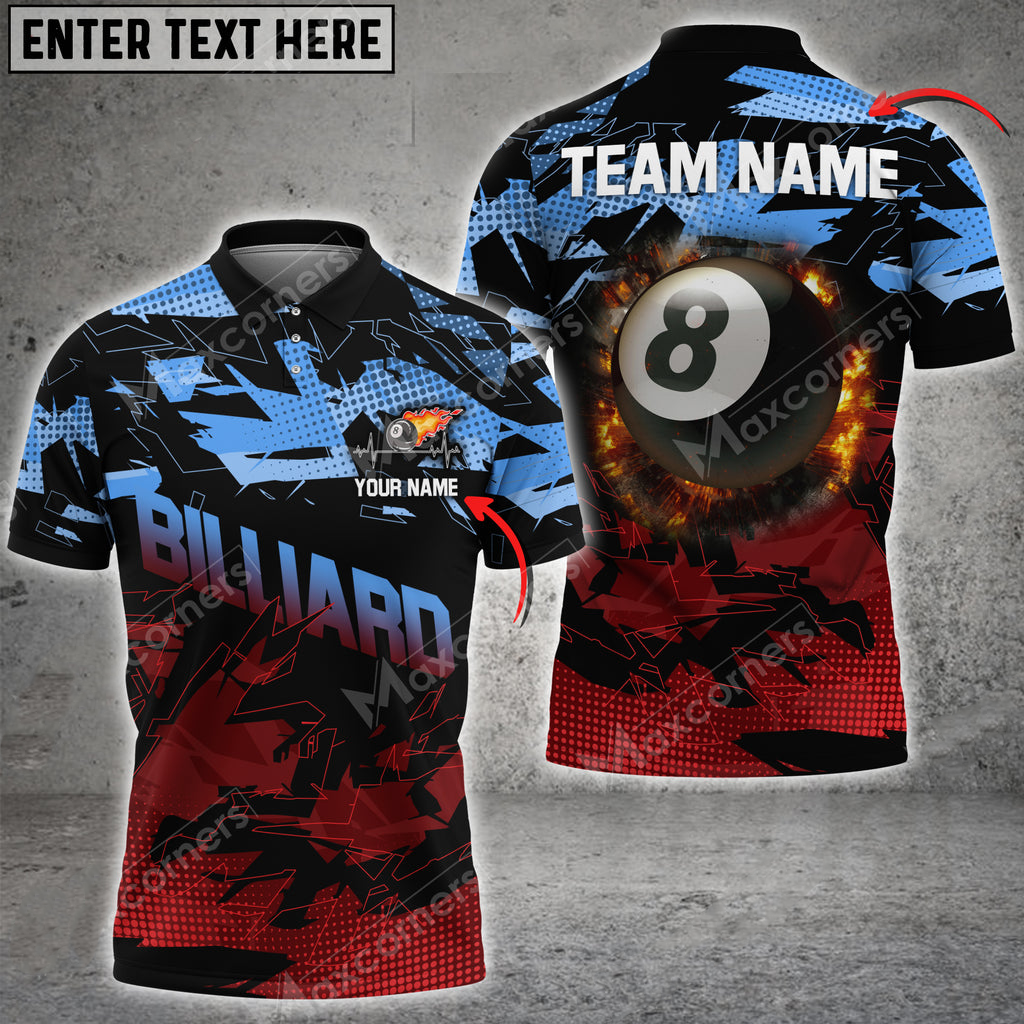 Billiards Halfway Round Of The World Personalized Name, Team Name Polo Shirt BIO0047