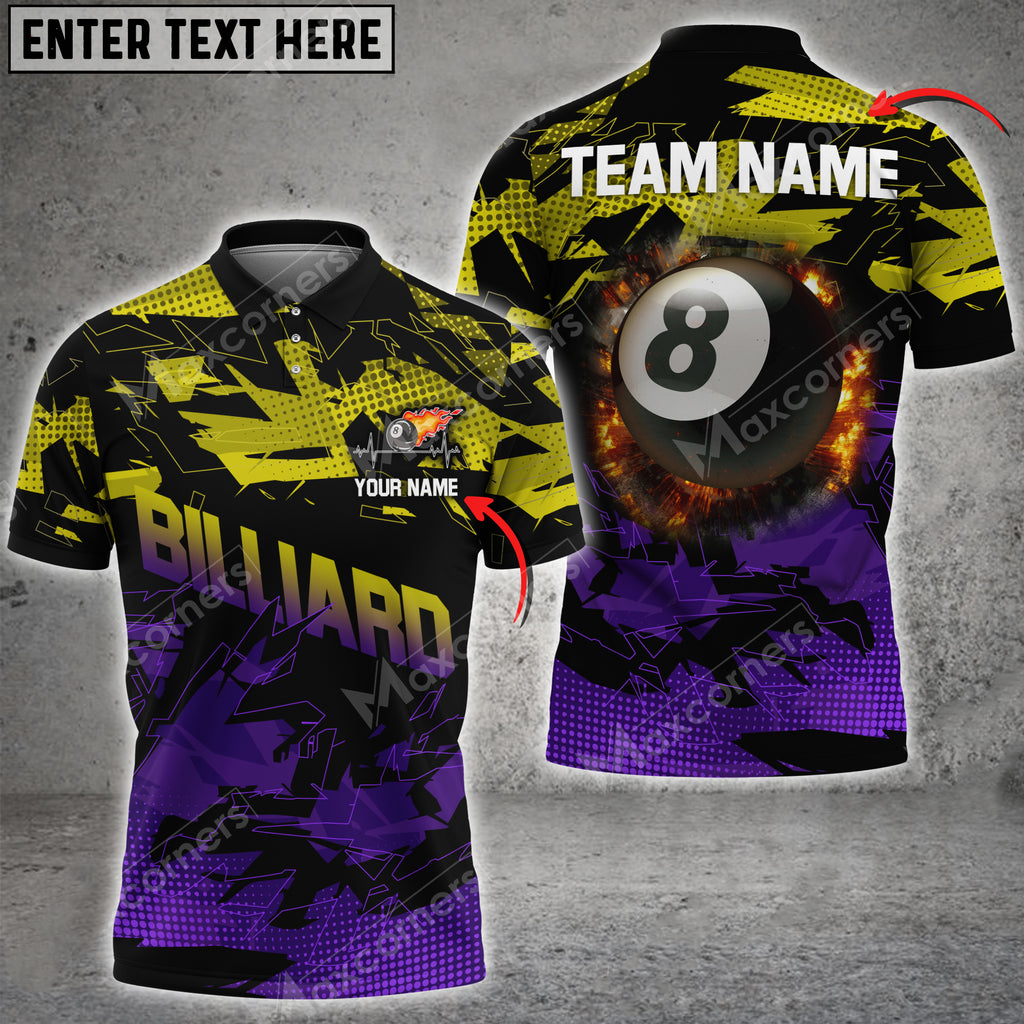Billiards Halfway Round Of The World Personalized Name, Team Name Polo Shirt BIO0047
