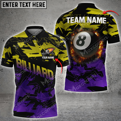 Billiards Halfway Round Of The World Personalized Name, Team Name Polo Shirt BIO0047