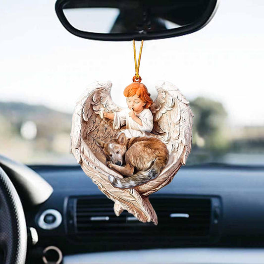 Sleeping Heeler Protected By Angel Car Hanging Ornament OO1082