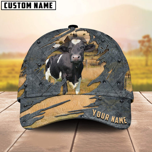 Holstein Customized Name 3D Cap 3D All Over Print Baseball Cap, Cap For Farm Lovers, Animal Cap, Leather Pattern Cap CA3208