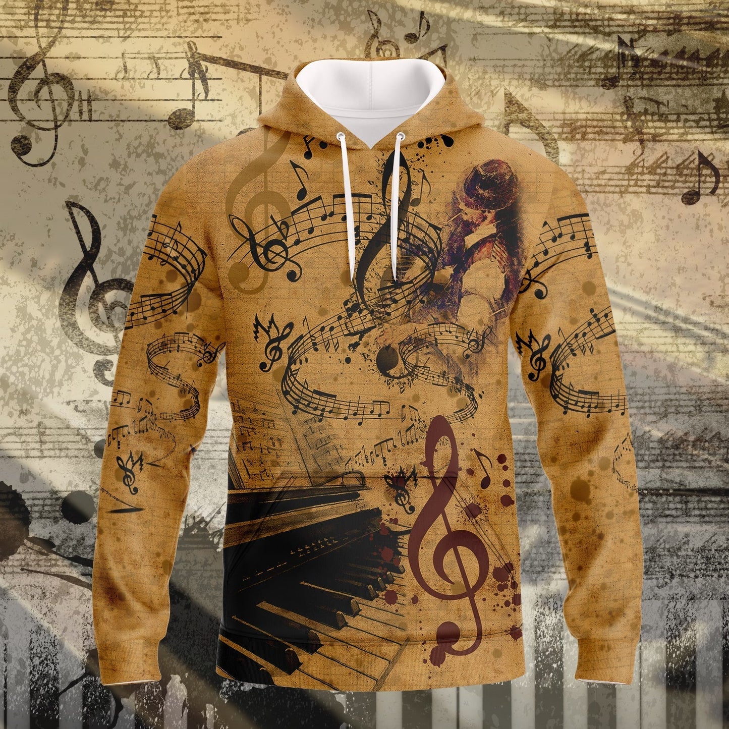 3D Yellow Vintage Piano T Shirt For Pianist Men Women Piano Shirt Gift For Piano Lovers TO1870