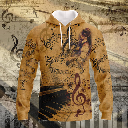 3D Yellow Vintage Piano T Shirt For Pianist Men Women Piano Shirt Gift For Piano Lovers TO1870