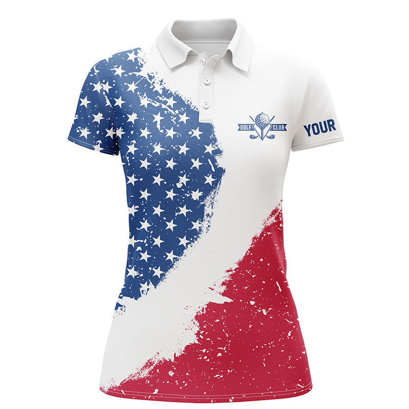 Personalized Red, White And Blue Golf Polos Shirts For Ladies American Flag Custom Patriot Golf Wears SO1098
