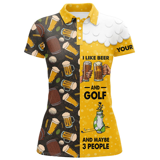 Funny Golf Beer Pattern Shirts Custom Womens Golf Shirt I Like Beer And Golf And Maybe 3 People GO0018