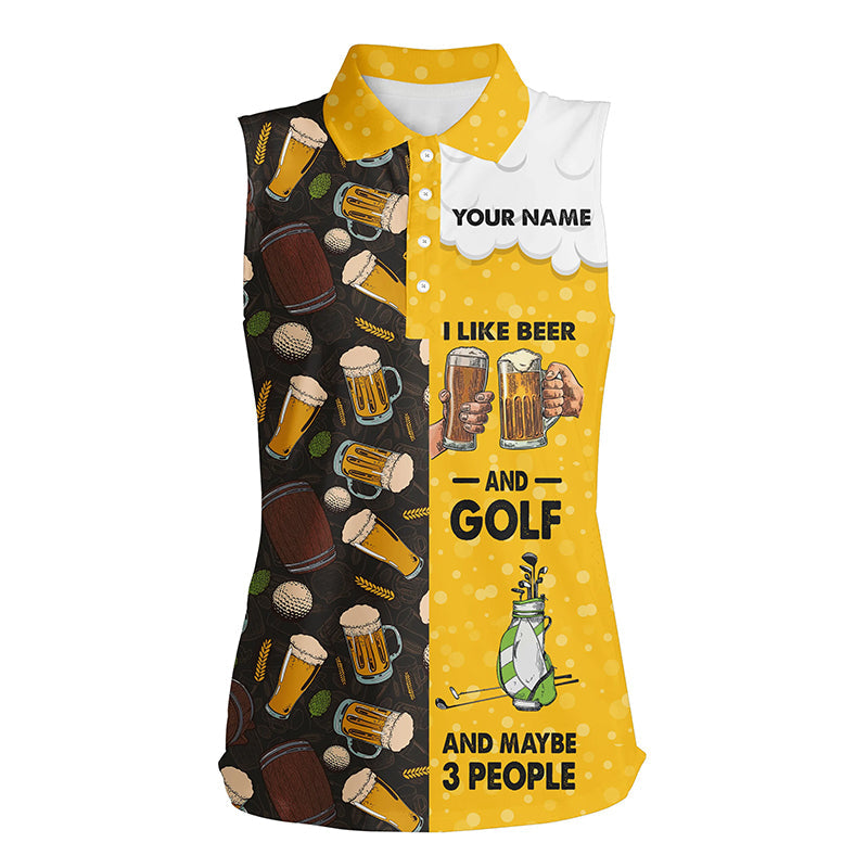 Funny Golf Beer Pattern Shirts Custom Womens Golf Shirt I Like Beer And Golf And Maybe 3 People GO0018