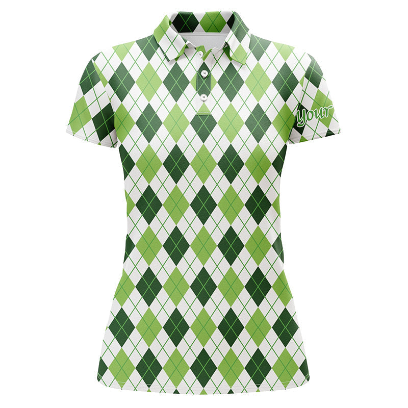 Women Golf Polos Shirts Green Argyle St Patrick's Day Pattern Golf Shirts Custom Team Golf Polo SO0773