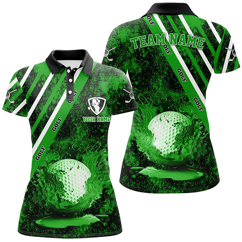 Womens Golf Polo Shirts Custom Green Camo Golf Sport Team Jerseys, Golf Outfits For Women GO0006