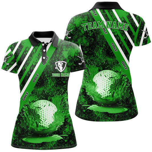 Womens Golf Polo Shirts Custom Green Camo Golf Sport Team Jerseys, Golf Outfits For Women GO0006