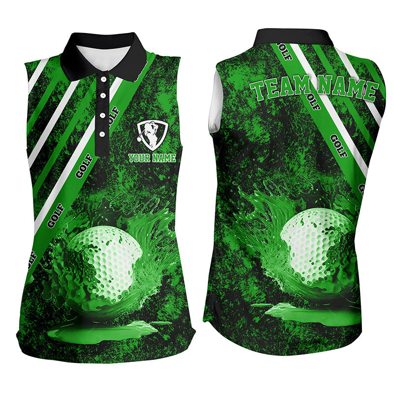 Womens Golf Polo Shirts Custom Green Camo Golf Sport Team Jerseys, Golf Outfits For Women GO0006