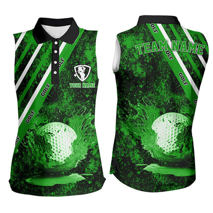 Womens Golf Polo Shirts Custom Green Camo Golf Sport Team Jerseys, Golf Outfits For Women GO0006
