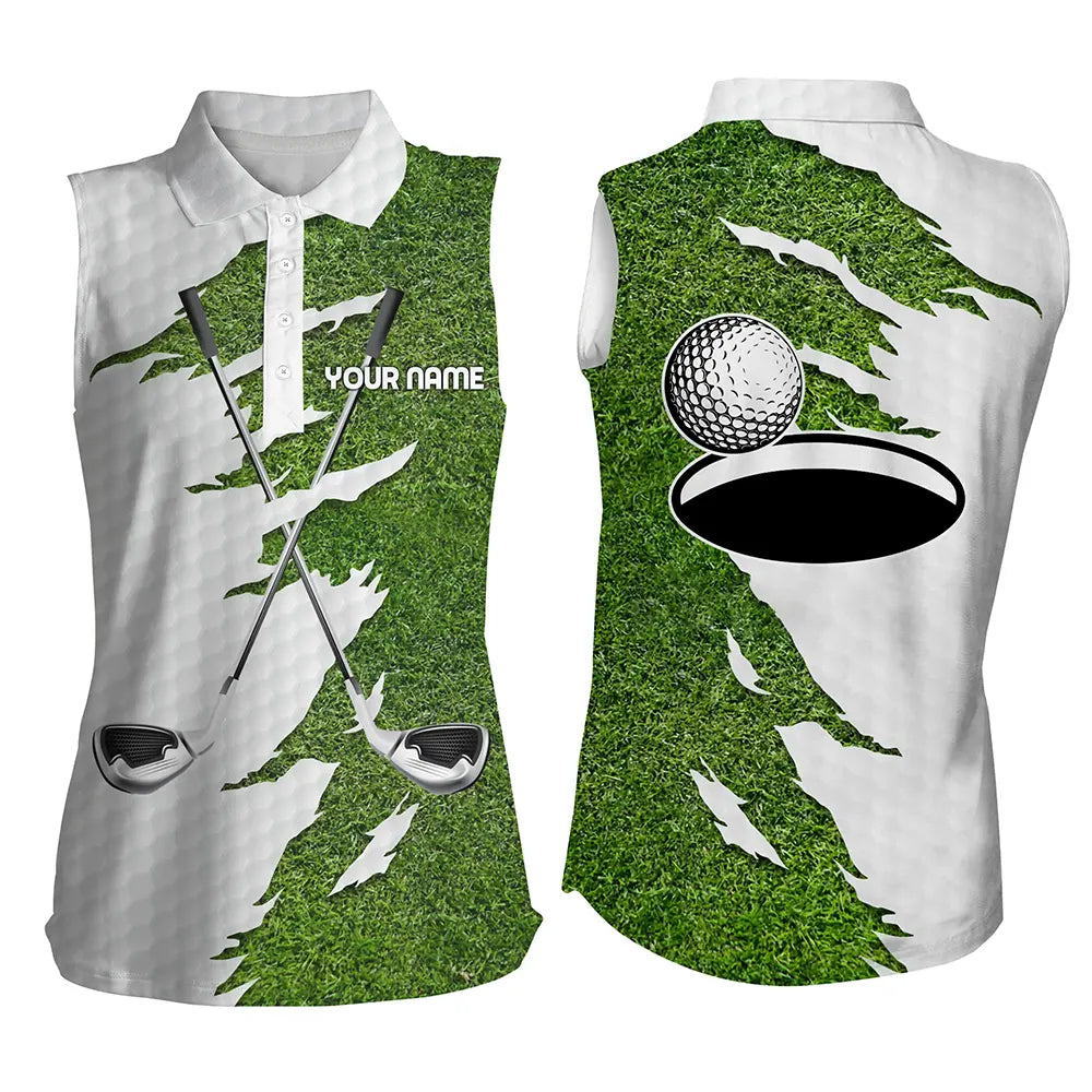 Women Golf Polo Shirts Custom Name Green Golf Clubs, Personalized Golf Shirt For Women SO1099