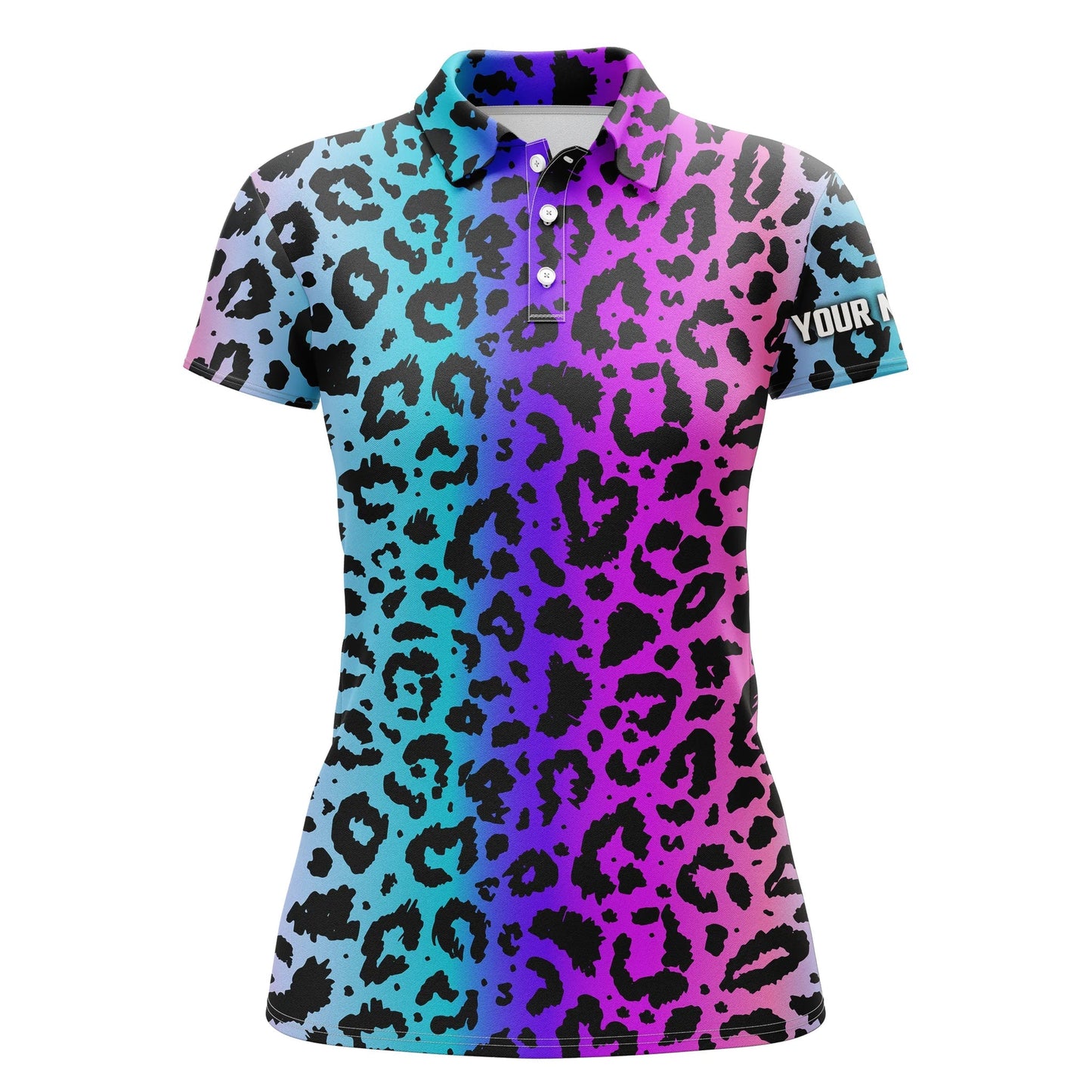 Colorful Neon Rainbow Leopard Custom Women Golf Polo Shirts, Team Golf Shirt Gift For Golf Lovers SO0934