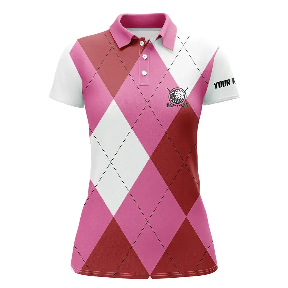 Women Golf Polos Shirts Custom Name Multicolor And White Golf Pattern, Personalized Golf Gifts SO0933