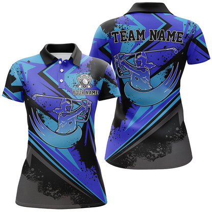 Womens Golf Polo Shirt Custom Multi Color Camo Black Female Golf Attire For Women, Ladies Golf Tops GO0031
