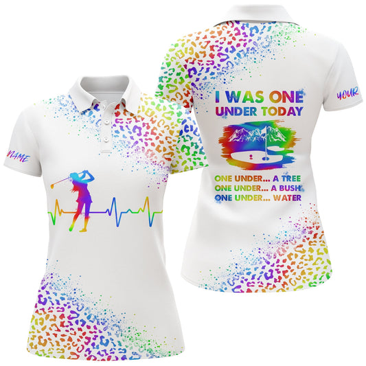 Funny Golf Shirt For Women I Was One Under Today Custom Name Multi Watercolor Leopard Women Polo Shirt SO1106