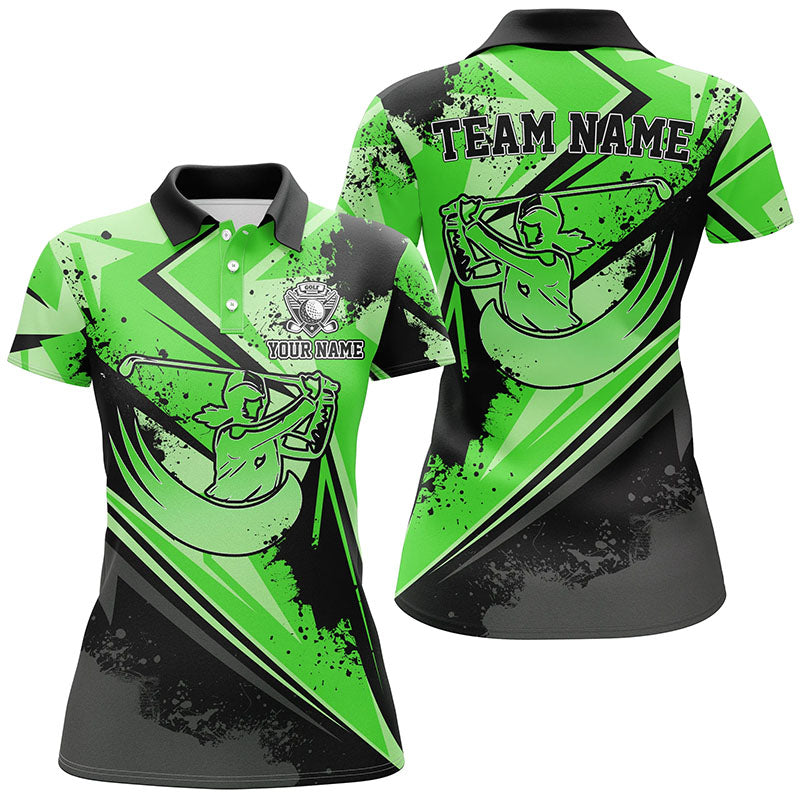 Womens Golf Polo Shirt Custom Multi Color Camo Black Female Golf Attire For Women, Ladies Golf Tops GO0031