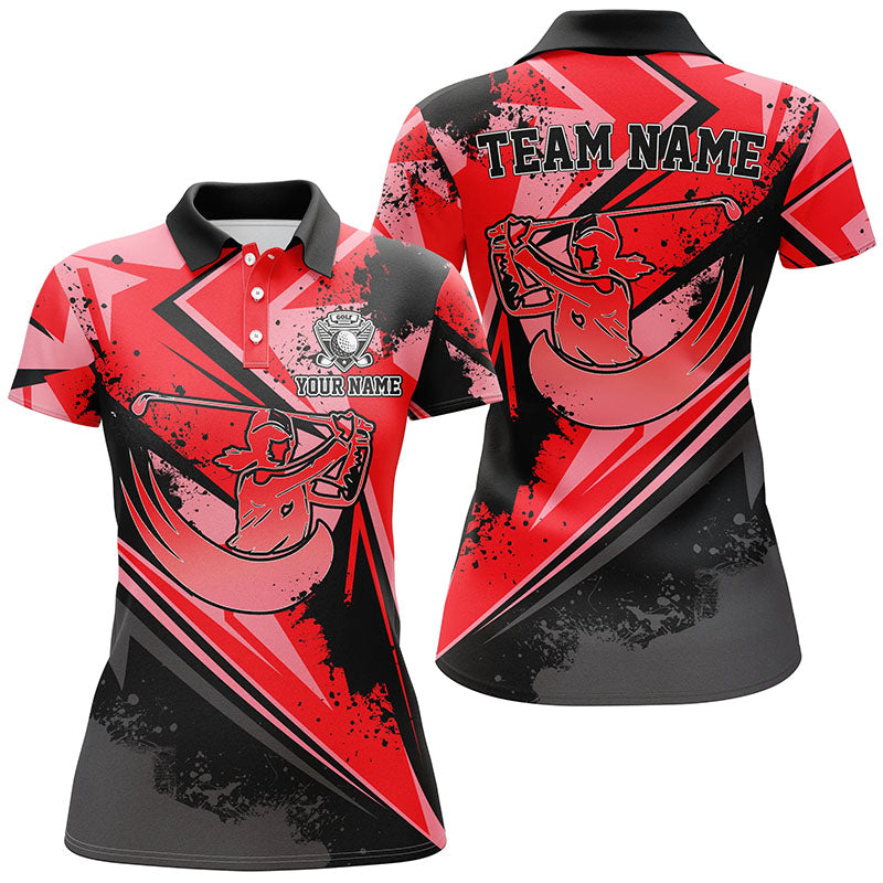 Womens Golf Polo Shirt Custom Multi Color Camo Black Female Golf Attire For Women, Ladies Golf Tops GO0031