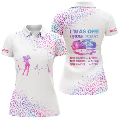 Funny Golf Shirt For Women I Was One Under Today Custom Name Multi Watercolor Leopard Women Polo Shirt SO1106