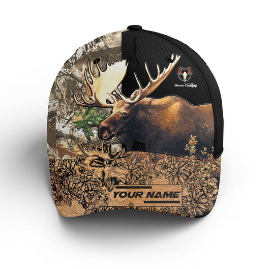 Lasfour 3D All Over Print Baseball Cap Moose Hunting Camouflage Custom Name Cap CA0498
