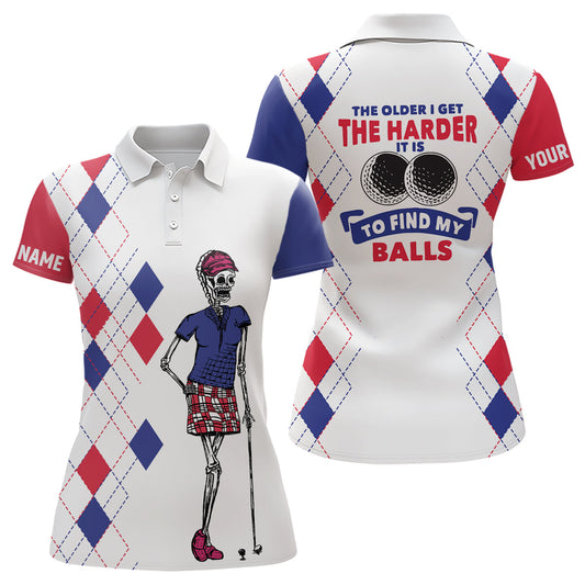 The Older I Get The Harder It Is Argyle Pattern Golf Polo Shirts Skull Golf Shirts For Women GO0012
