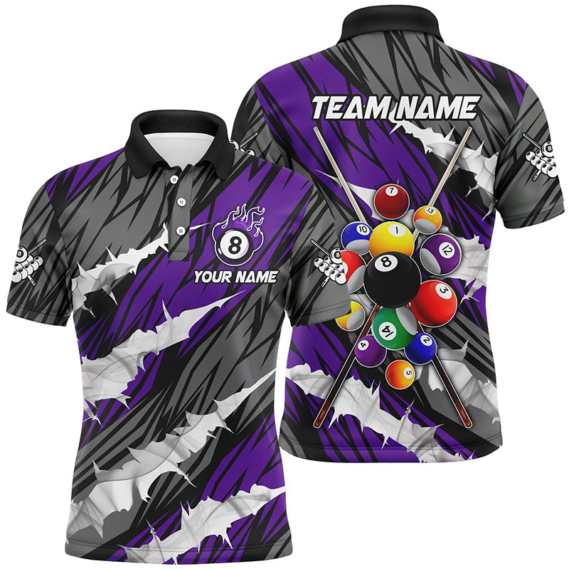 Billiards Balls 3D Multi Color Pattern Customized Name, Team Name 3D Polo Shirt For Men BIO0037
