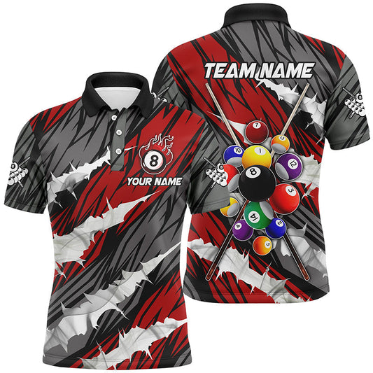 Billiards Balls 3D Multi Color Pattern Customized Name, Team Name 3D Polo Shirt For Men BIO0037