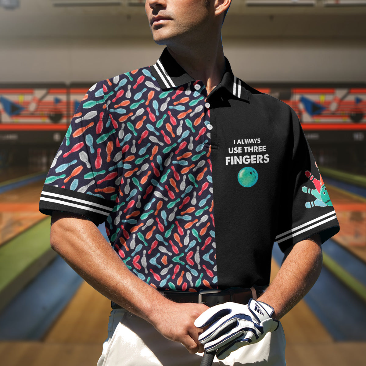 I Always Use Three Fingers Polo Shirt, Custom Bowling Polo Shirt Design For Men, 10 Pin Sowling Shirts Lasfour SO1423