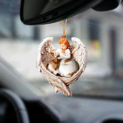 Sleeping Jack Russell Terrier Protected By Angel Car Hanging Ornament OO1080