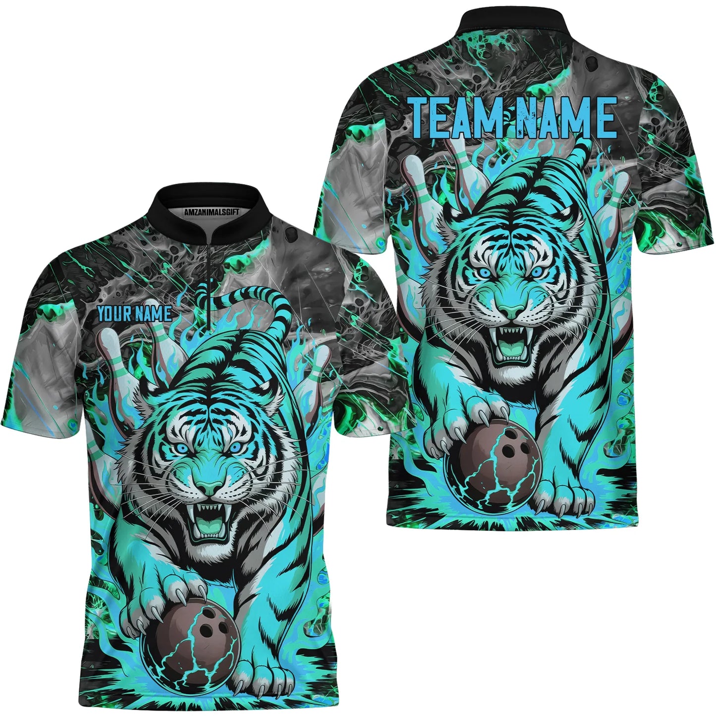 Custom Tiger Bowling Jersey For Men, Custom Tiger Bowling Team Shirts BZ0713