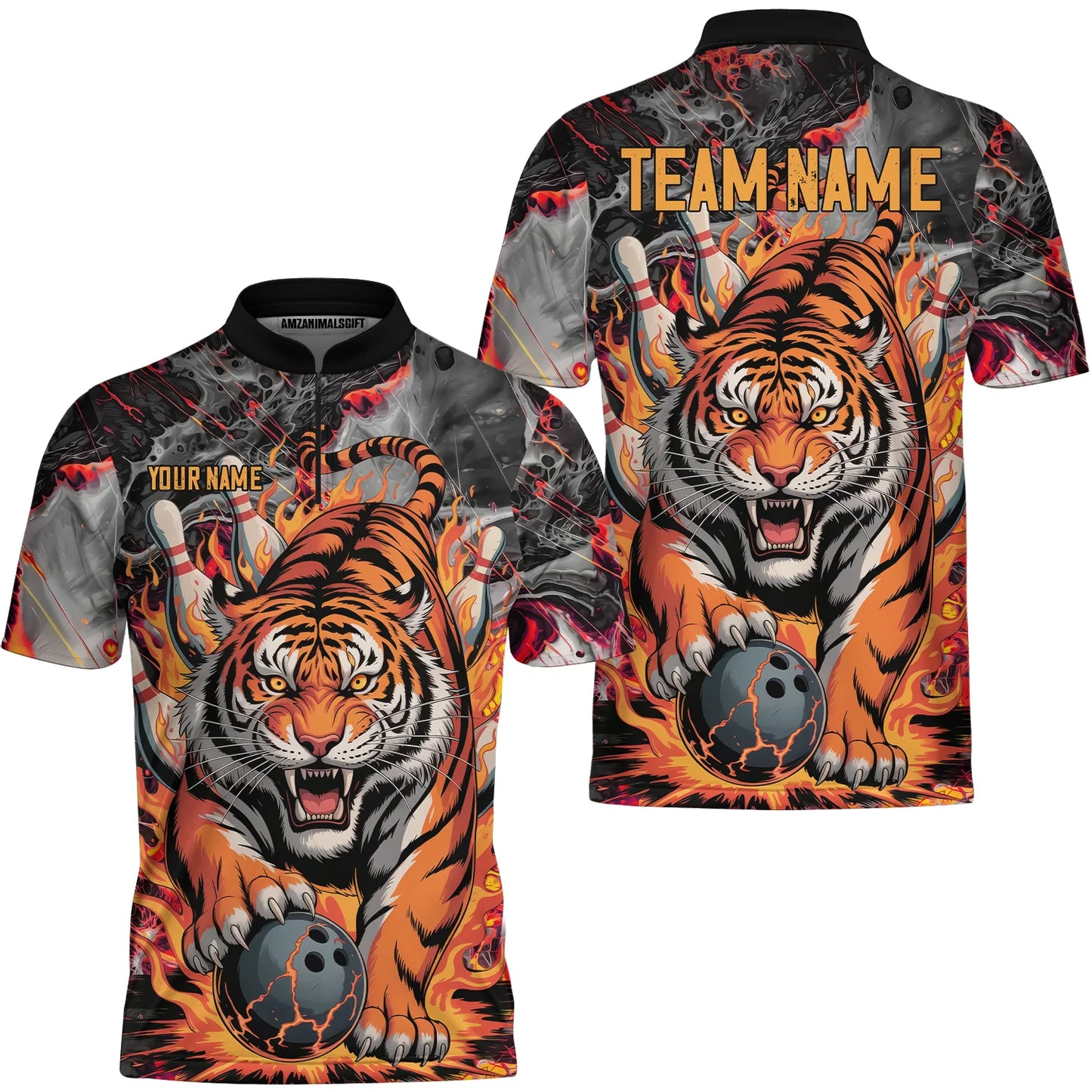 Custom Tiger Bowling Jersey For Men, Custom Tiger Bowling Team Shirts BZ0713