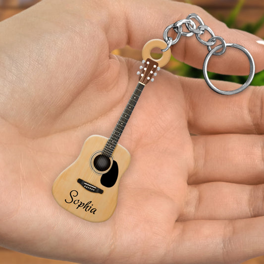 Personalized Acoustic Guitars Acrylic Keychain for Guitar Lovers KO0217
