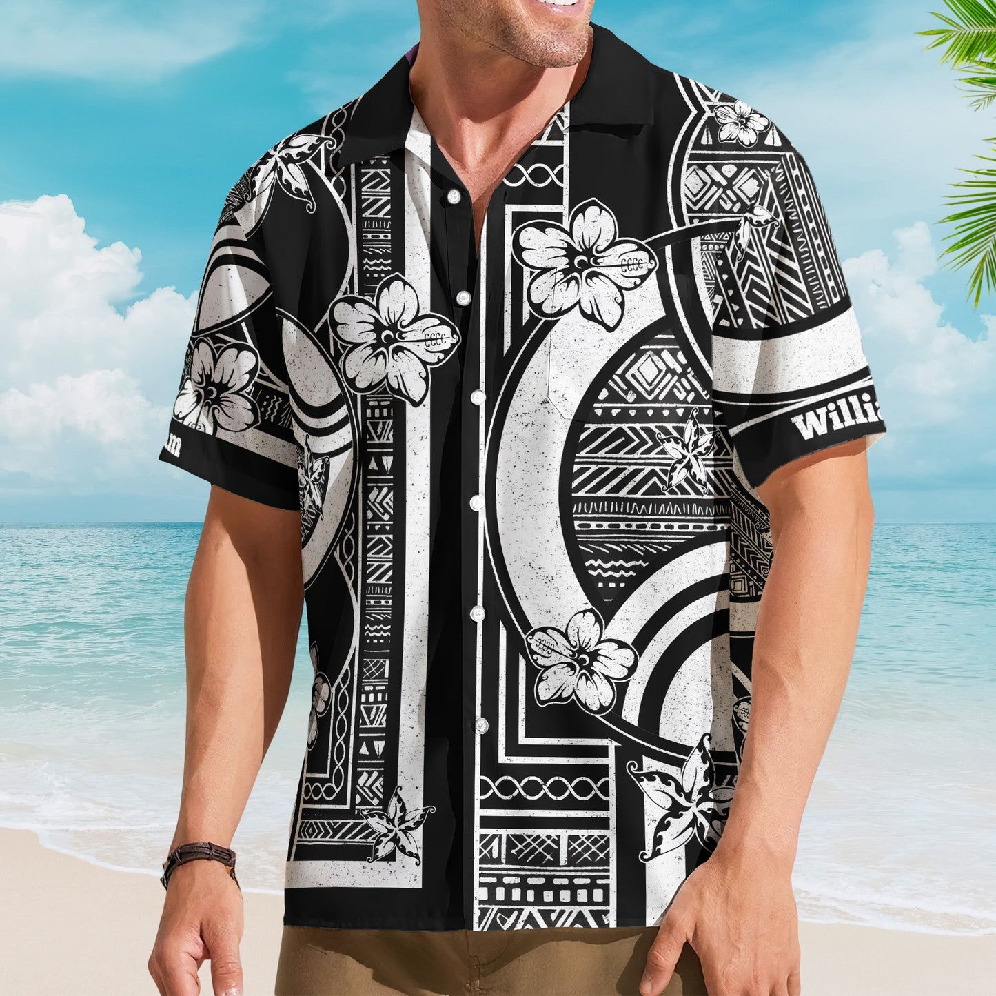 Kapa Hawaiian Pattern Vintage Black Aloha Shirts With Name - Custom Hawaiian Shirts HA0124