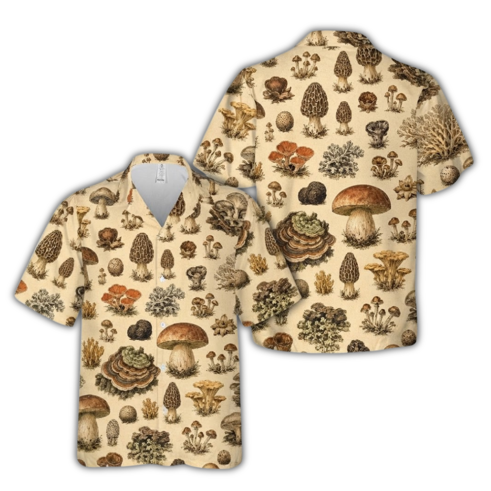 Mushroom Vintage Hawaiian Shirt, Mushroom Hawaiian Shirt HE0922