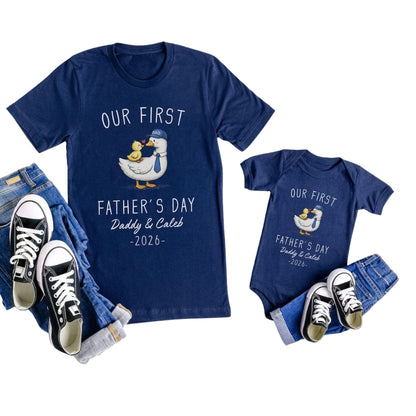 Custom Our First Father Day Matching Dad And Me T Shirts, Custom 1st Father Day Family Shirts ET0554