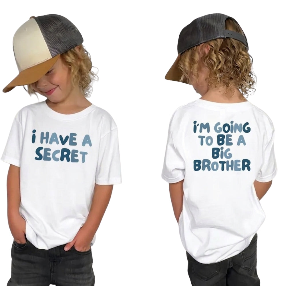 I Have A Secret I'm Going To Be A Big Brother Matching Sibling Baby Announcement T Shirts, Pregnancy Announcement Matching Sibling Shirts ET0780
