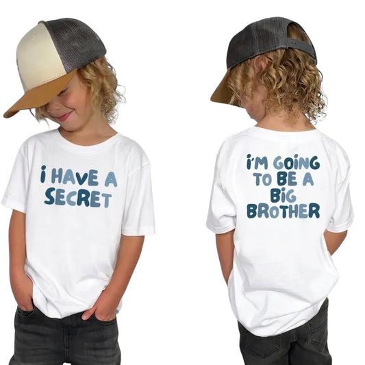I Have A Secret I'm Going To Be A Big Brother Matching Sibling Baby Announcement T Shirts, Pregnancy Announcement Matching Sibling Shirts ET0780