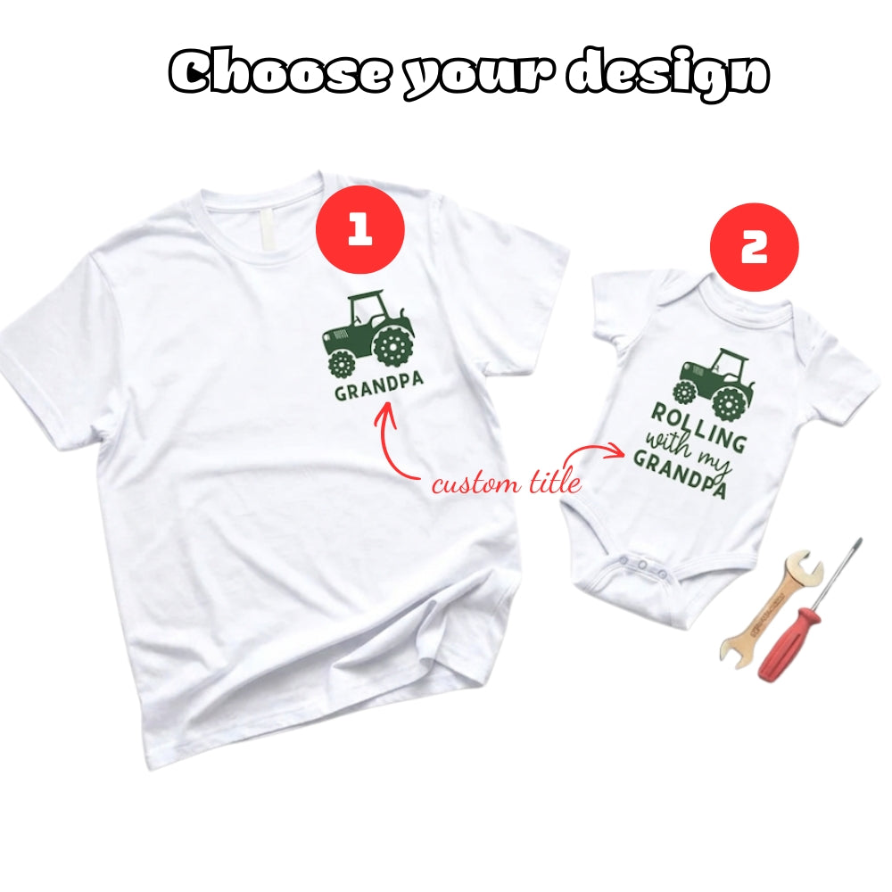 Grandpa Rolling With My Grandpa Custom Matching Tractor Grandpa And Grandson T Shirt, Personalized Tractor Matching Shirts Father Day ET0836