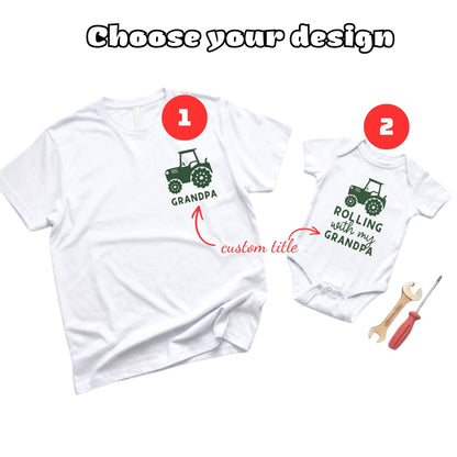 Grandpa Rolling With My Grandpa Custom Matching Tractor Grandpa And Grandson T Shirt, Personalized Tractor Matching Shirts Father Day ET0836