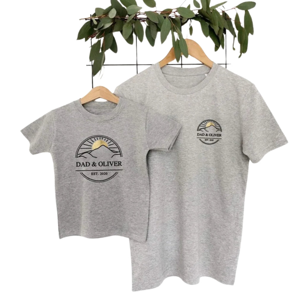 Custom Dad And Baby Name Hiking Matching T Shirt, Personalized Hiking Father Day Matching Family Shirts ET0925